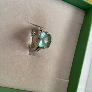 Lia Sophia set/ Blue cushion cut ring & band. Both great condition. Stamped